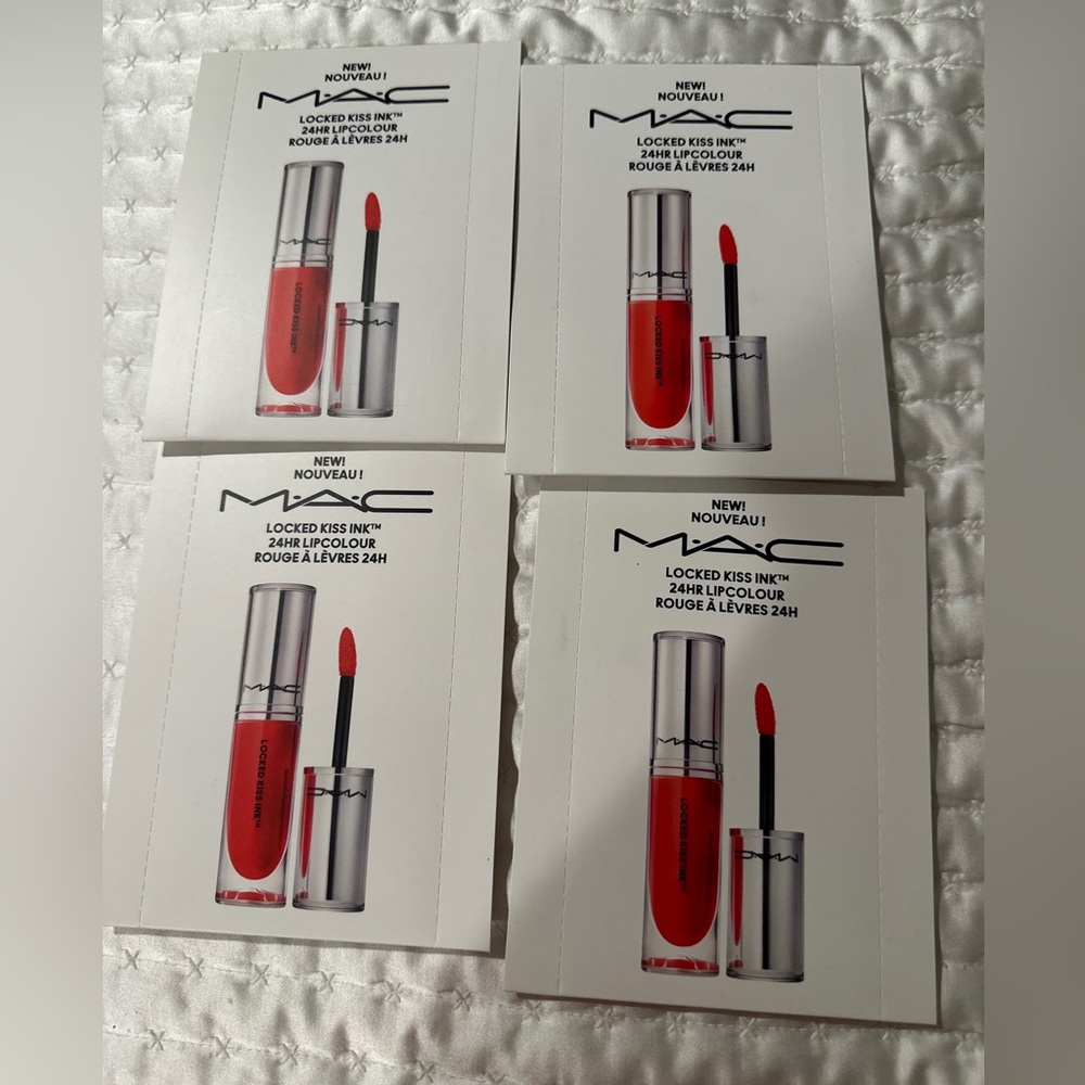 4 x MAC Locked Kiss Ink 24HR Lip Color in Ruby True Mischief Curious Samples NEW